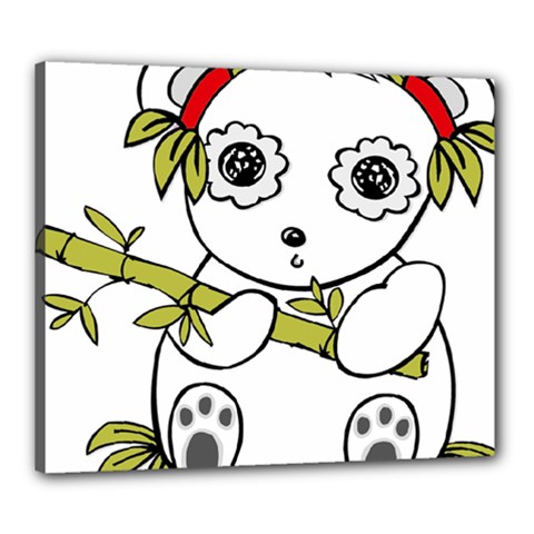 Panda China Chinese Furry Canvas 24  X 20  (stretched) by Sudhe