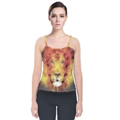 Fractal Lion Velvet Spaghetti Strap Top by Sudhe