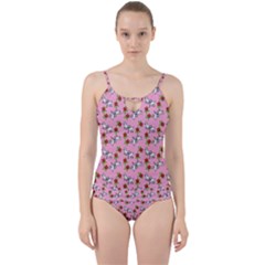 Lamb Pattern Pink Cut Out Top Tankini Set by snowwhitegirl
