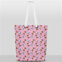 Lamb Pattern Pink Full Print Rope Handle Tote (small) by snowwhitegirl