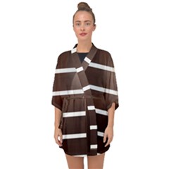 Minimalis Brown Door Half Sleeve Chiffon Kimono by Sudhe