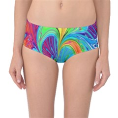 Fractal Art Psychedelic Fantasy Mid-waist Bikini Bottoms by Sudhe