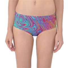 Fractal Bright Fantasy Design Mid-waist Bikini Bottoms by Sudhe