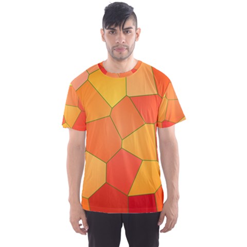 Background Pattern Of Orange Mosaic Men s Sports Mesh Tee by Sudhe
