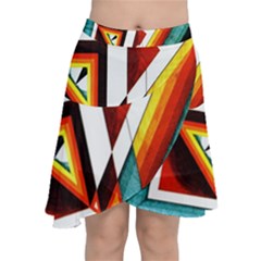 Diamond Acrylic Paint Pattern Chiffon Wrap Front Skirt by Sudhe