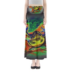 Abstract Transparent Background Full Length Maxi Skirt by Sudhe