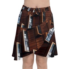 Abstract Architecture Building Business Chiffon Wrap Front Skirt by Sudhe