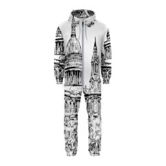 Line Art Architecture Church Hooded Jumpsuit (kids) by Sudhe