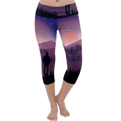 Dusk Sunset Dawn Sky Evening Capri Yoga Leggings by Sudhe
