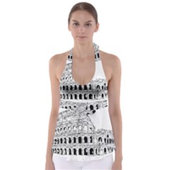 Line Art Architecture Babydoll Tankini Top by Sudhe