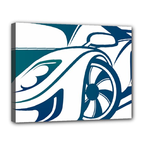 Blue Vector Car Canvas 14  X 11  (stretched) by Sudhe