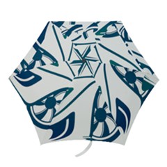 Blue Vector Car Mini Folding Umbrellas by Sudhe