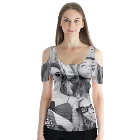 Lele Pons - Funny Faces Butterfly Sleeve Cutout Tee  by Valentinaart
