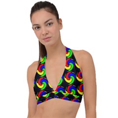 Swirls Pattern Seamless Wallpaper Halter Plunge Bikini Top by Pakrebo