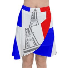 Eiffel Tower France Flag Tower Chiffon Wrap Front Skirt by Sudhe