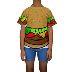 Hamburger Cheeseburger Fast Food Kids  Short Sleeve Swimwear by Sudhe