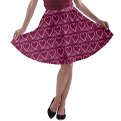 Heart Shaped Print Design A-line Skater Skirt by dflcprintsclothing