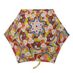 Rainbow Vintage Retro Style Kids Rainbow Vintage Retro Style Kid Funny Pattern With 80s Clouds Mini Folding Umbrellas by genx