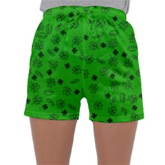 St Patricks Day Pattern Sleepwear Shorts by Valentinaart