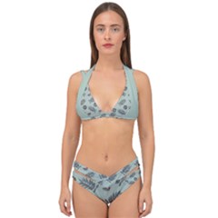 Tropical Pattern Double Strap Halter Bikini Set by LoolyElzayat