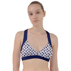Pattern Ink Blue Navy Crosses Grunge Flesh And Navy Pattern Ink Crosses Grunge Flesh Beige Background Sweetheart Sports Bra by genx