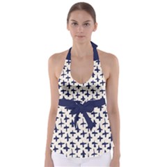 Pattern Ink Blue Navy Crosses Grunge Flesh And Navy Pattern Ink Crosses Grunge Flesh Beige Background Babydoll Tankini Top by genx