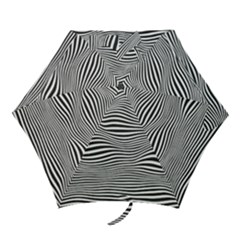 Retro Psychedelic Waves Pattern 80s Black And White Mini Folding Umbrellas by genx