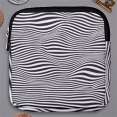 Retro Psychedelic Waves Pattern 80s Black And White Mini Square Pouch by genx