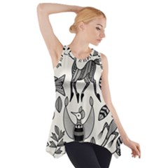 African Senufo Korhogo Tribal Ethnic Art Elements Vector Side Drop Tank Tunic by BluedarkArt