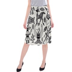 African Senufo Korhogo Tribal Ethnic Art Elements Vector Midi Beach Skirt by BluedarkArt