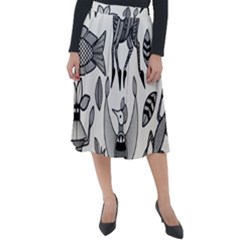 African Senufo Korhogo Tribal Ethnic Art Elements Vector Classic Velour Midi Skirt  by BluedarkArt