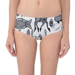 African Senufo Korhogo Tribal Ethnic Art  Mid-waist Bikini Bottoms by BluedarkArt