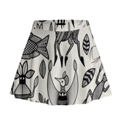 African Senufo Korhogo Tribal Ethnic Art  Mini Flare Skirt by BluedarkArt