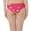Flowers White Daisies Pattern Red Background Flowers White Daisies Pattern Red Bottom Hipster Bikini Bottoms View2