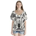 African Senufo Korhogo Tribal Ethnic Art  V-Neck Flutter Sleeve Top View1