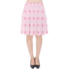 Traditional Patterns Pink Octagon Velvet High Waist Skirt by Pakrebo