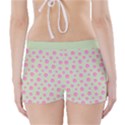 Roses flowers pink and pastel lime green pattern with retro dots Boyleg Bikini Wrap Bottoms View2