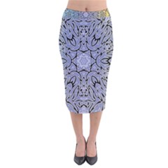 Tile Design Art Mosaic Pattern Velvet Midi Pencil Skirt by Pakrebo