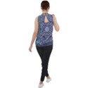Tile Design Art Mosaic Pattern Mock Neck Chiffon Sleeveless Top View2