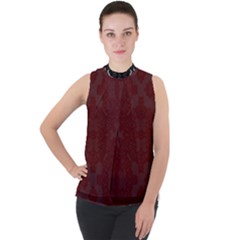 Lace - Mock Neck Chiffon Sleeveless Top by darkaura