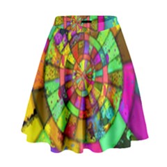 Color Abstract Rings Circle Center High Waist Skirt by Pakrebo