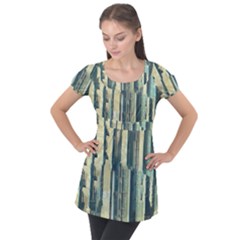 Illustrations Texture Abstract Buildings Puff Sleeve Tunic Top by Pakrebo