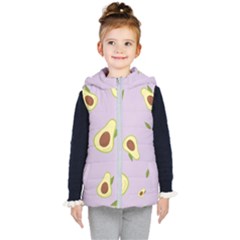 Avocado Green With Pastel Violet Background2 Avocado Pastel Light Violet Kids  Hooded Puffer Vest by genx
