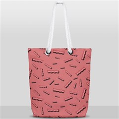 Funny Bacon Slices Pattern Infidel Vintage Red Meat Background  Full Print Rope Handle Tote (small) by genx