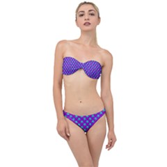 Turquoise Stars Pattern On Purple Classic Bandeau Bikini Set by BrightVibesDesign
