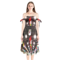 Flags Of Dublin Scioto Shoulder Tie Bardot Midi Dress by Riverwoman