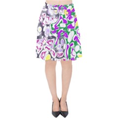 Sketchlines01 Velvet High Waist Skirt by PurpleDuckyDesigns