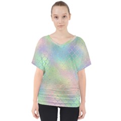Pastel Mermaid Sparkles V-neck Dolman Drape Top by retrotoomoderndesigns