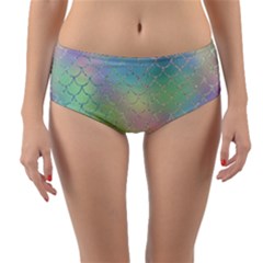 Pastel Mermaid Sparkles Reversible Mid-waist Bikini Bottoms by retrotoomoderndesigns