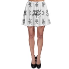 Black And White Ethnic Design Print Skater Skirt by dflcprintsclothing